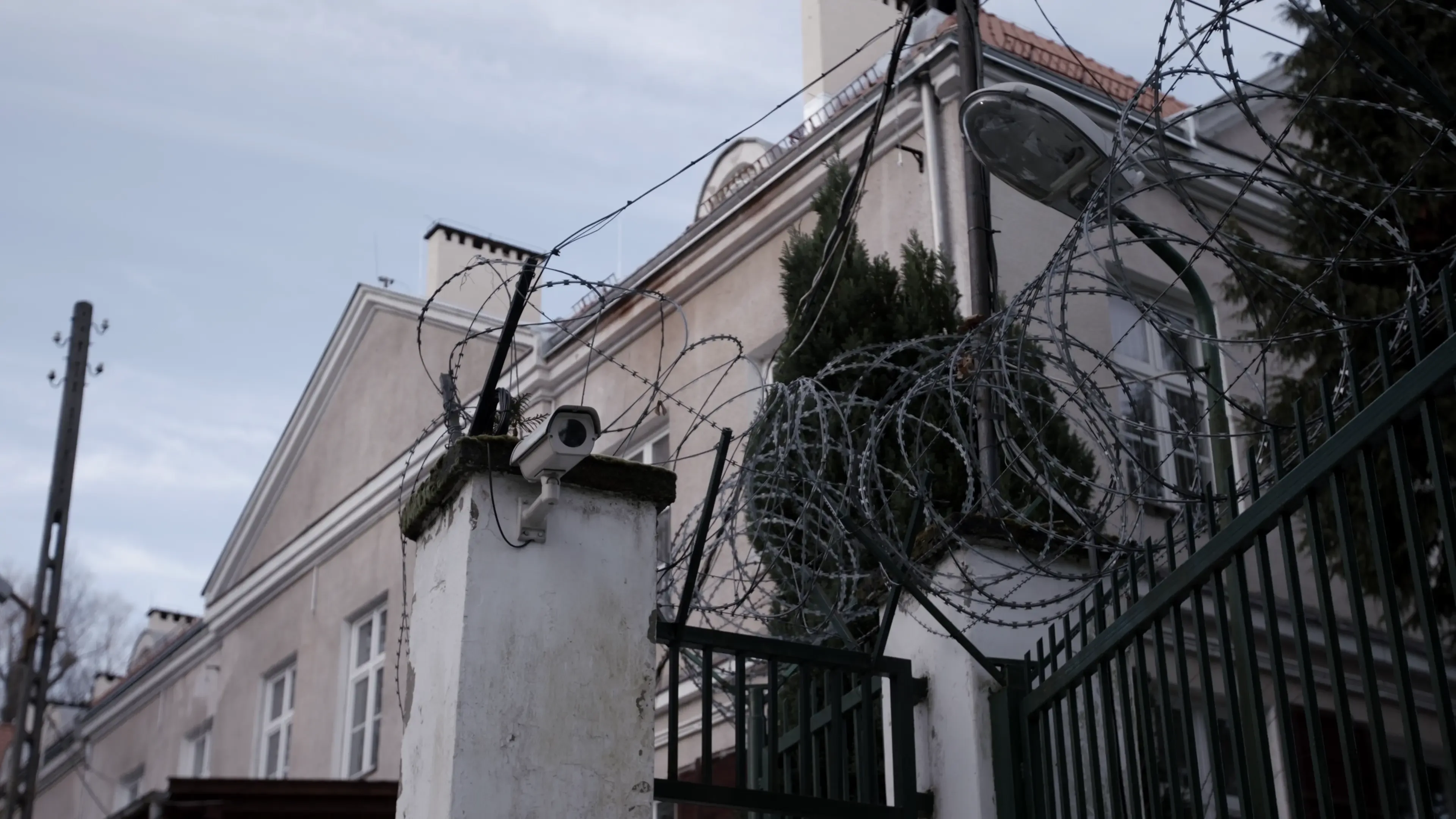 Stonowany kadr z filmu koncertowego w chłodnym, niebieskim świetle.